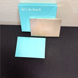 Kate Spade New York Silver Plate Business Card Holder 3.5 inch Let’s do lunch